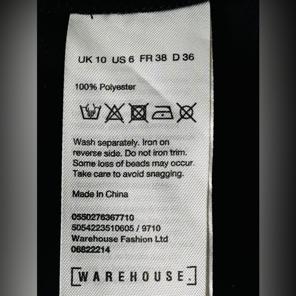 Warehouse Little Black Dress With Rhinestone size Small US 6 has front pockets! - Picture 6 of 8